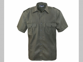 Pánska pilotná košeľa s krátkym rukávom olivovo zelená materiál 100%bavlna