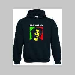 Bob Marley  čierna mikina s kapucou stiahnutelnou šnúrkami a klokankovým vreckom vpredu 