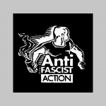 Antifascist Action  hrubá čierna mikina na zips s kapucou stiahnuteľnou šnúrkami 
