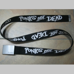 Punks not dead hrubý látkový opasok so zapínaním na posuvnú kovovú pracku, univerzálna nastaviteľná dĺžka, šírka 37mm