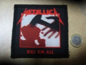 Metallica ofsetová nášivka po krajoch obšívaná cca. 9x9cm 