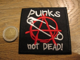 Punks not Dead - Anarchy -  nažehľovacia vyšívaná nášivka - nažehlovačka (možnosť nažehliť alebo našiť na odev) materiál 100%bavlna