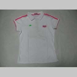 Lonsdale dámska polokošeľa biela s ružovým vyšívaným logom 65%polyester 35%bavlna posledný kus veľkosť S/M
