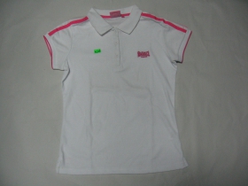 Lonsdale dámska polokošeľa biela s ružovým vyšívaným logom 65%polyester 35%bavlna posledný kus veľkosť S/M