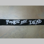 Punks not dead hrubý látkový opasok so zapínaním na posuvnú kovovú pracku, univerzálna nastaviteľná dĺžka, šírka 37mm