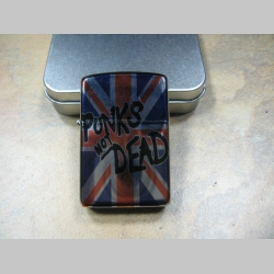 Punks not Dead - doplňovací benzínový zapalovač s vypalovaným obrázkom (balené v darčekovej krabičke)