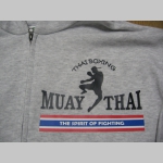 Thaiboxing - Muay Thai  THE SPIRIT OF FIGHTING   hrubá mikina na zips s kapucou stiahnuteľnou šnúrkami