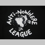 Anti Nowhere League čierna mikina s kapucou stiahnutelnou šnúrkami a klokankovým vreckom vpredu 