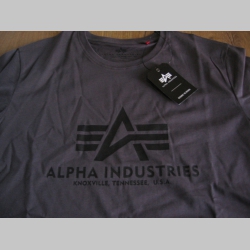 Alpha Industries - tmavošedé pánske tričko s čiernym tlačeým logom materiál: 100%bavlna