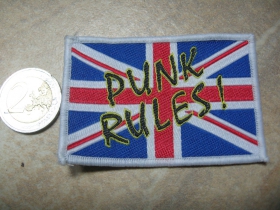 Punk Rules!  vyšívaná nášivka  rozmery 75 x 50mm  