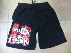 Punk rock Tartan čierne teplákové kraťasy s tlačeným logom