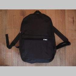 čisto čierny jednoduchý ľahký ruksak, rozmery pri plnom obsahu cca: 40x27x10cm materiál 100%polyester