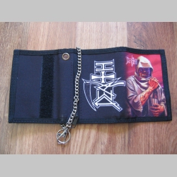 Death, hrubá pevná textilná peňaženka s retiazkou a karabínkou