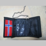 Norway, nórska vlajka, hrubá pevná textilná peňaženka s retiazkou a karabínkou