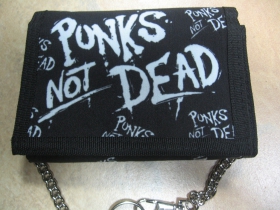 Punks not Dead  hrubá pevná textilná peňaženka s retiazkou a karabínkou