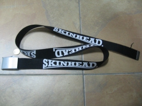 Skinhead čierny hrubý látkový opasok so zapínaním na posuvnú kovovú pracku, univerzálna nastaviteľná dĺžka, šírka 37mm
