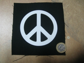 Peace  potlačená nášivka rozmery cca. 12x12cm (po krajoch neobšívaná)