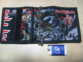 Iron Maiden, hrubá pevná textilná peňaženka s retiazkou a karabínkou