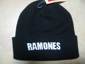 Ramones, zimná čiapka s vyšívaným logom, čierna 100%akryl (univerzálna veľkosť)