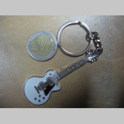 Gitara biela  chrómovaná kovová kľúčenka