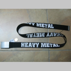 Heavy Metal  čierny hrubý látkový opasok so zapínaním na posuvnú kovovú pracku, univerzálna nastaviteľná dĺžka, šírka 37mm