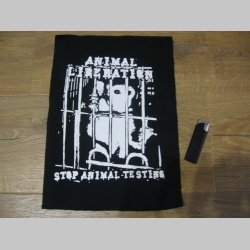 Animal Liberation - Stop animal Testing  chrbtová nášivka veľkosť cca. A4 (po krajoch neobšívaná)