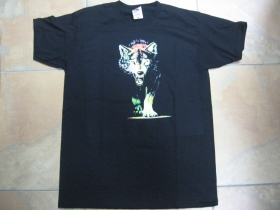 Vlk  čierne pánske tričko 100%bavlna, Fruit of The Loom
