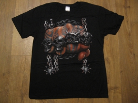 SKULL - lebka - smrtka päsť čierne pánske tričko materiál 100% bavlna