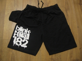 Blink 182 čierne teplákové kraťasy s tlačeným logom