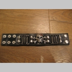 KULL - lebka - smrtka kožen&yacute; n&aacute;ramok Materi&aacute;l: 100% syntetick&aacute; koža Veľkosť: Dĺžka 21,5 cm / &scaron;&iacute;rka 3,9 cm Farba: Čierna, zap&iacute;nanie na kovov&eacute; cvoky, nastaviteľn&eacute;