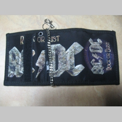 AC/DC  hrubá pevná textilná peňaženka s retiazkou a karabínkou