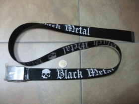 Black Metal  čierny hrubý látkový opasok so zapínaním na posuvnú kovovú pracku, univerzálna nastaviteľná dĺžka, šírka 37mm