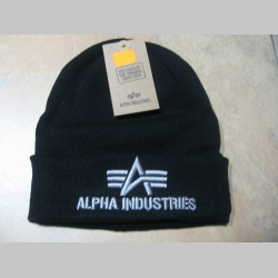 Alpha Industries čierna zimná čiapka s vyšívaným logom, univerzálna veľkosť, materiál 100%akryl