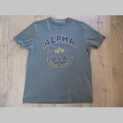 Alpha Industries olivové pánske tričko s tlačeným logom materiál 100%bavlna