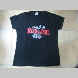 Rock n Roll  čierne dámske tričko Fruit of The Loom  100%bavlna