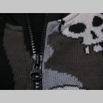 Smrtka - lebka dámska svetrová mikina na zips bez kapucne Materiál: 80% bavlna a 20% polyester  Pranie v práčke na 40°C