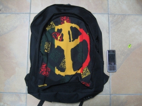 Rasta Peace ruksak čierny, 100% polyester. Rozmery: Výška 42 cm, šírka 34 cm, hĺbka až 22 cm pri plnom obsahu