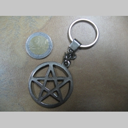 Pentagram  chrómovaná kovová kľúčenka