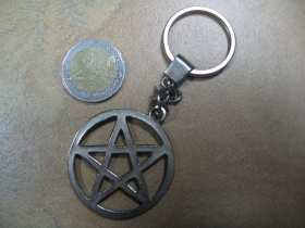 Pentagram  chrómovaná kovová kľúčenka