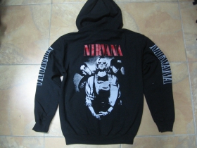 Nirvana čierna pánska mikina na zips s kapucou