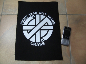 Crass  -  Fight War not Wars  chrbtová nášivka veľkosť cca. A4 (po krajoch neobšívaná)