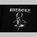 Bathory  hrubá čierna mikina na zips s kapucou stiahnuteľnou šnúrkami