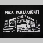 Fuck Parliament! mikina s kapucou stiahnutelnou šnúrkami a klokankovým vreckom vpredu 