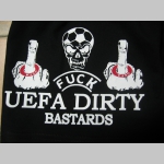 Fuck UEFA Dirty Bastards čierne teplákové kraťasy s tlačeným lofom