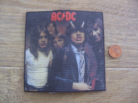 AC/DC ofsetová nášivka po krajoch neobšívaná cca. 9x9cm