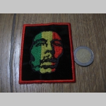 Bob Marley - Rasta -Face - tvár nažehľovacia vyšívaná nášivka (možnosť nažehliť alebo našiť na odev) rozmery: 7,5x6cm  materiál100%bavlna