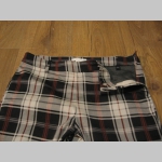 Dámske nohavice Škótske káro TARTAN čierno-bielo-červené, elastické, obvod pásu prispôsobivý minimum 74cm, max 88cm   dĺžka 92cm (posledný kus!!!)