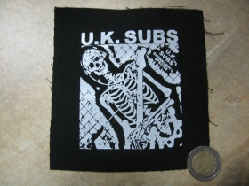 U.K. Subs potlačená nášivka cca.12x12cm (po krajoch neobšívaná)