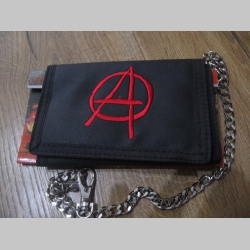 Anarchy - Peňaženka s výšívaným logom so zapínaním na suchý zips s kovovou retiazkou a karabínkou na zaistenie