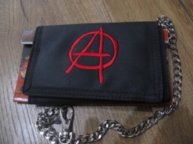 Anarchy - Peňaženka s výšívaným logom so zapínaním na suchý zips s kovovou retiazkou a karabínkou na zaistenie